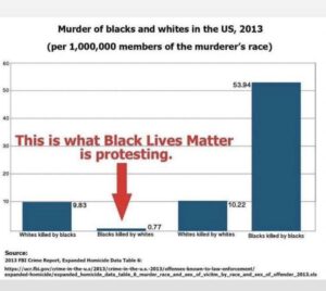 Porcentaje de asesnatos de negros a manos de blancos y viceversa en Estados Unidos