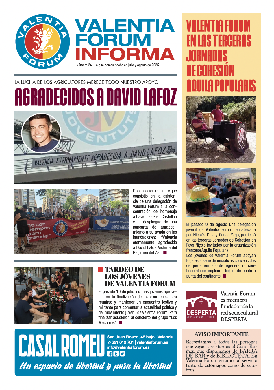 informe-julio-25 Portada Valentia Informa Mayo Junio 2025